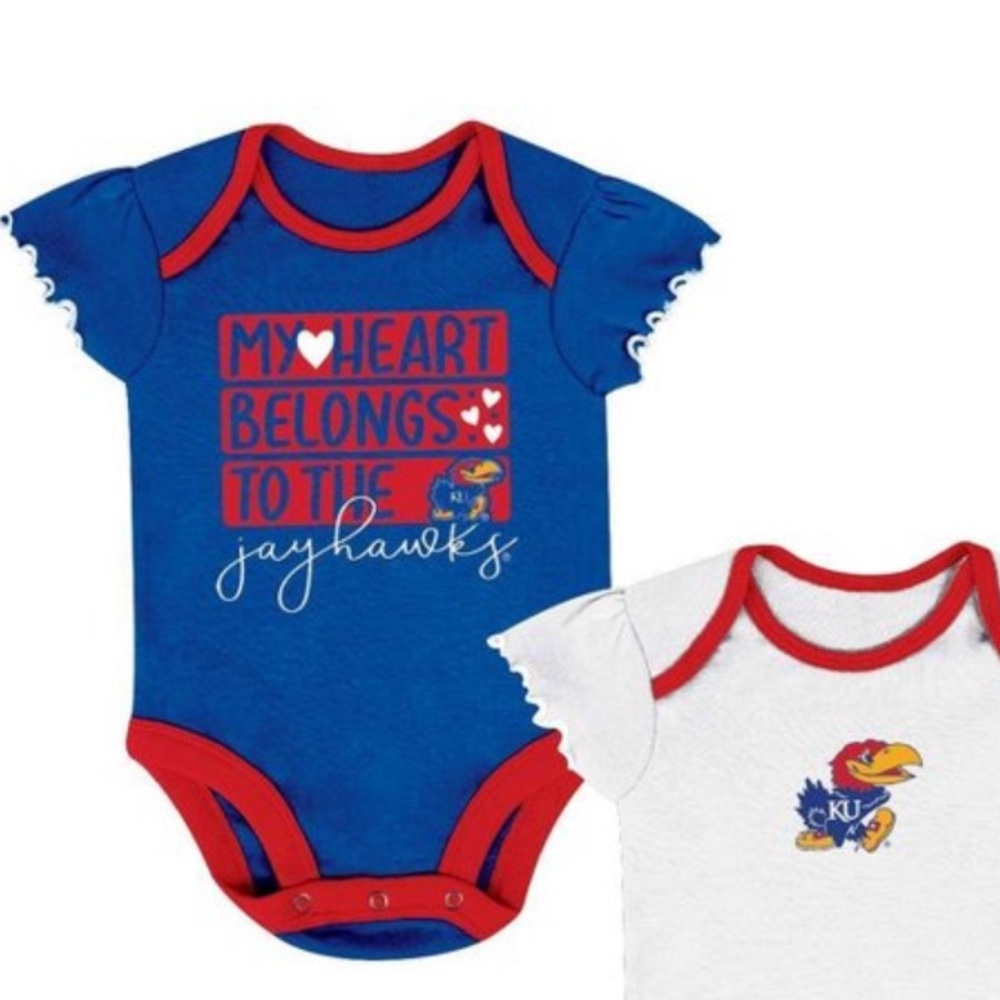 University of Kansas KU Jayhawks Rivalry Threads Blue White Bodysuit Set Onesie